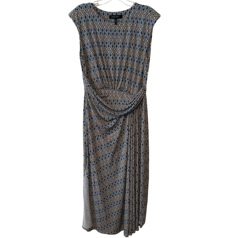 BCBGMazAzria Geometric Print Stretch Jersey Faux Wrap Maxi Dress in Size L